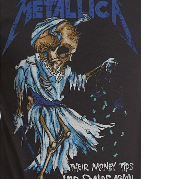 Metallica Their Money Tips Her Scales Again metal rock T-Shirt S NWT - Picture 3 of 5